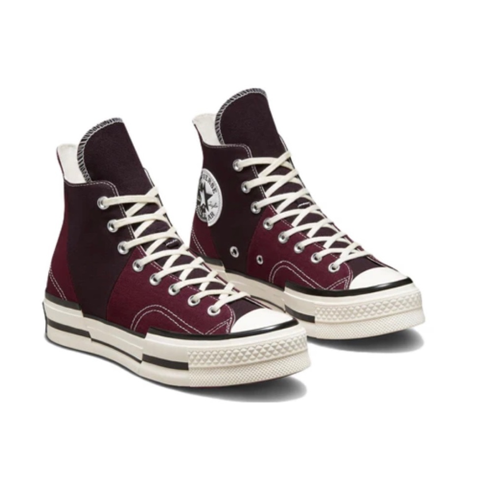 Brand new in box. These are burgundy and black. Chuck 70 Plus